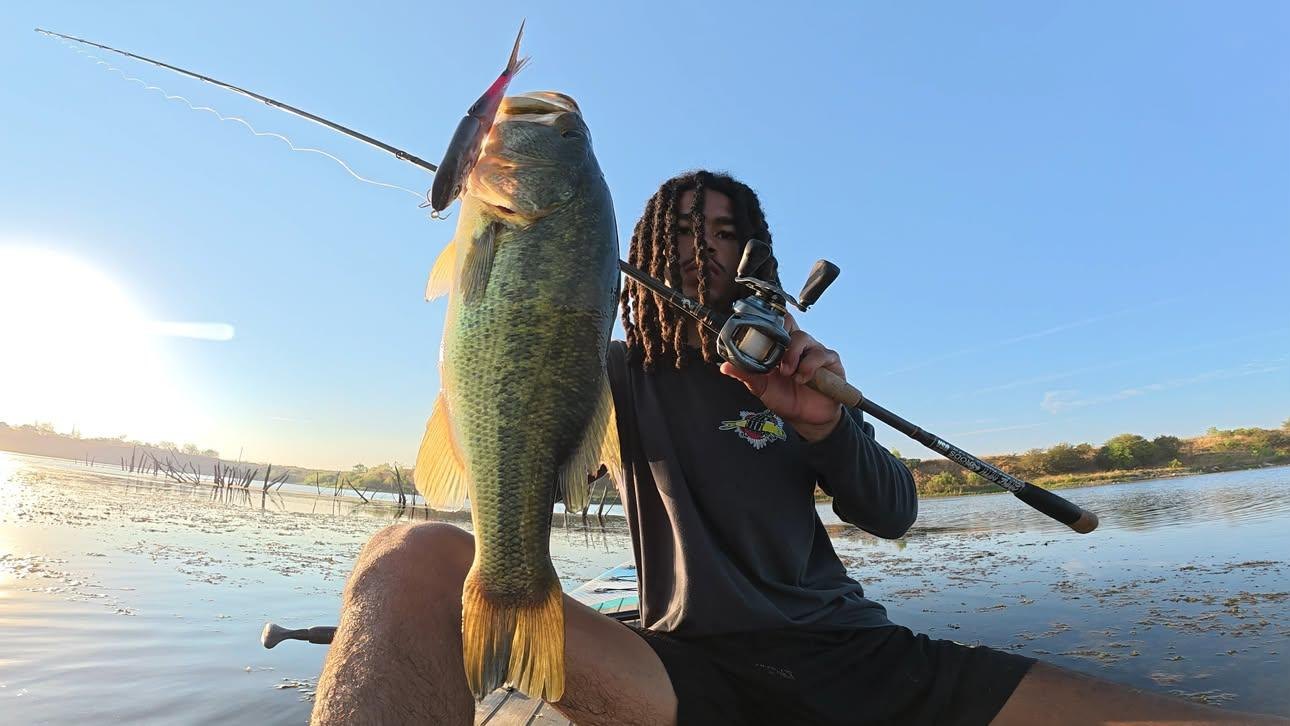 A big bass caught on a Versatile Baits glide